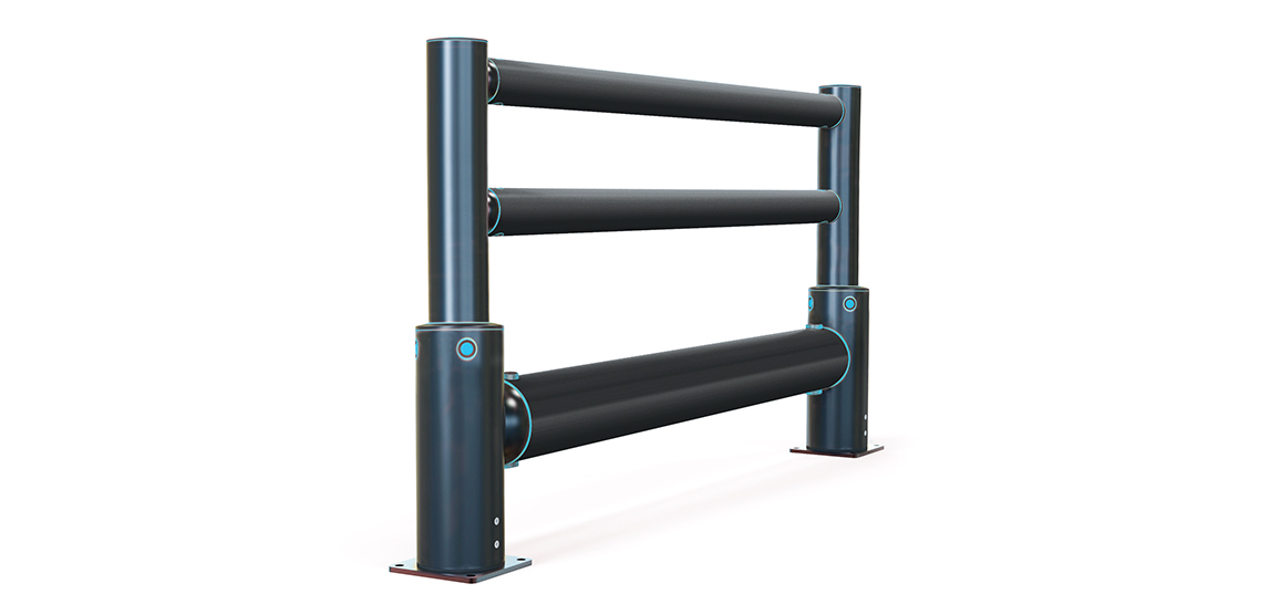iFlex Single Traffic+ CS | Forklift Guardrail Plus Handrail for Cold Storage