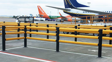 Outdoor Pedestrian Safety Barriers at an airport