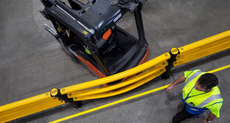 Forklift Impacting A-SAFE barrier